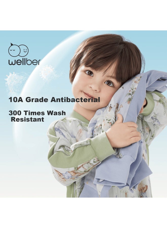 Wellber Sleeping Bag For Children Aged 3-6, Front 6 Back 4, Skin-friendly Breathable Pajamas, Spring And Summer Forest Green XL - Image 3