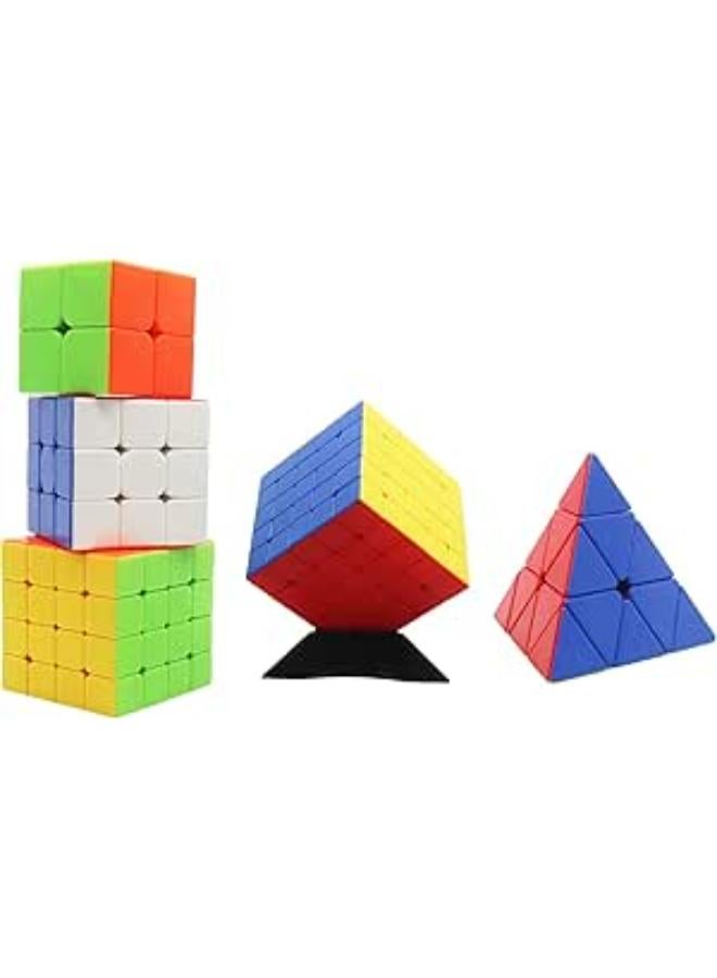 5-Piece Magic Cube 2x2,3x3,4x4,5x5,Triangle,Speed Cube Stickerless Magic Cube Puzzles Toys (Classic)