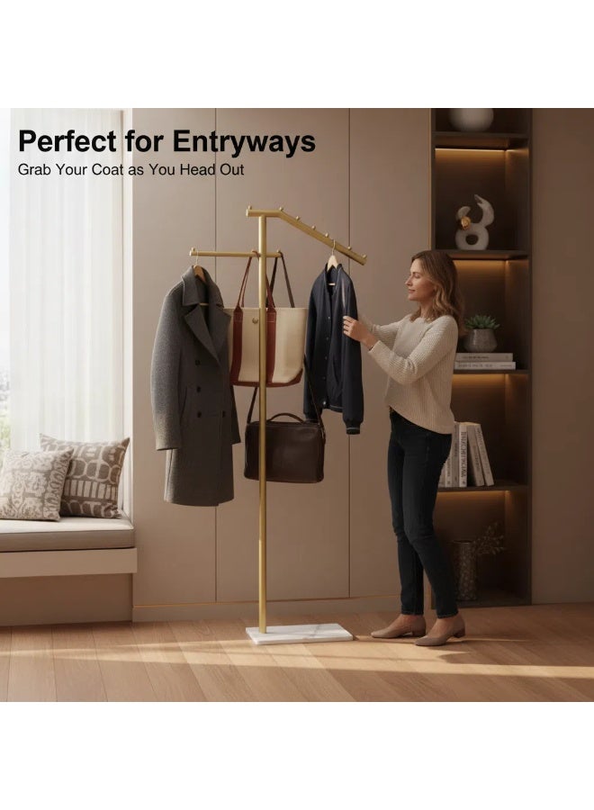 Y&D Metal Coat Rack Gold Coat Rack Freestanding  With Marble Base Floor-standing Coat Stand Floor Hanger 170CM - Image 4