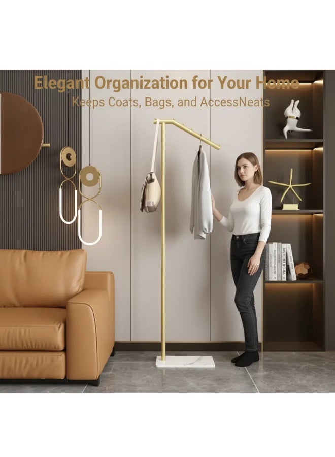 Y&D Metal Coat Rack Gold Coat Rack Freestanding  With Marble Base Floor-standing Coat Stand Floor Hanger 170CM - Image 2