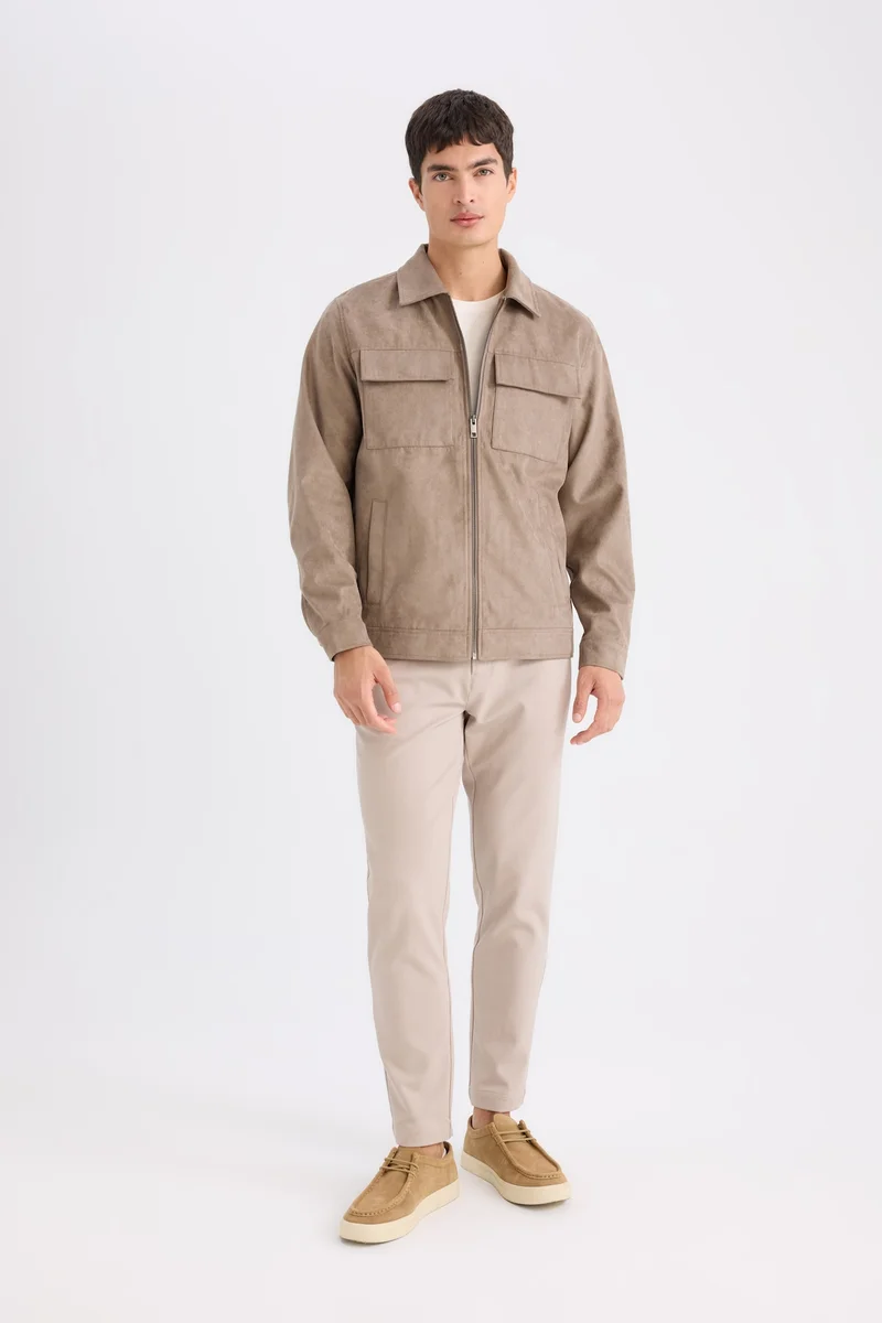 ديفاكتو Slim Fit Shirt Collar Zippered Light Jacket