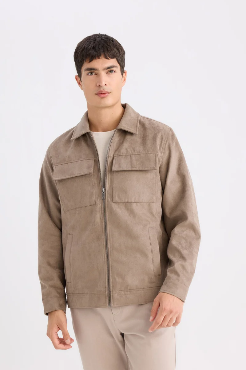 ديفاكتو Slim Fit Shirt Collar Zippered Light Jacket