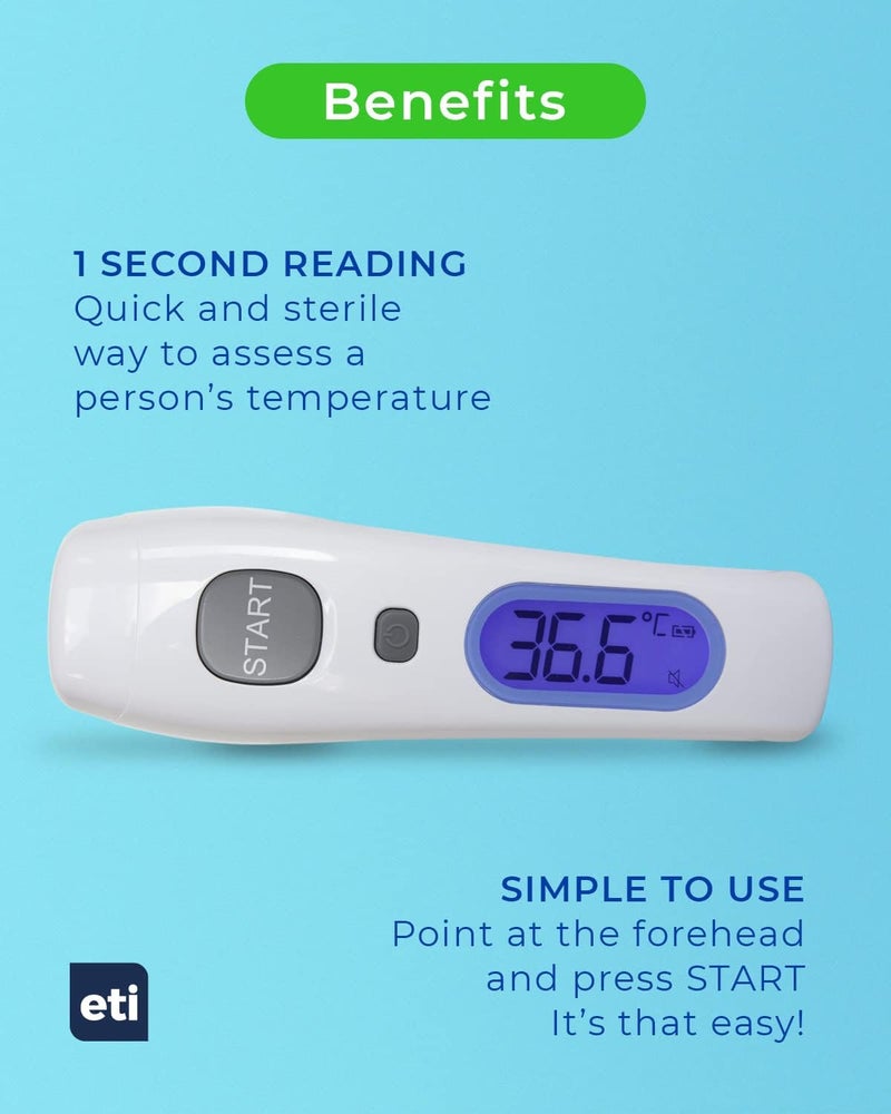 ETI No Touch Infrared Forehead Thermometer NonContact Digital Thermometer Suitable for Baby and Adult Instant Temperature Checker Body Mode Thermometer White - Image 4