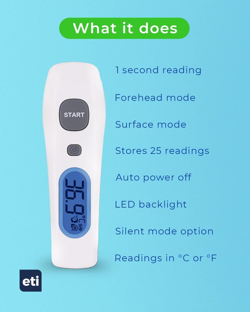 ETI No Touch Infrared Forehead Thermometer NonContact Digital Thermometer Suitable for Baby and Adult Instant Temperature Checker Body Mode Thermometer White - Image 5