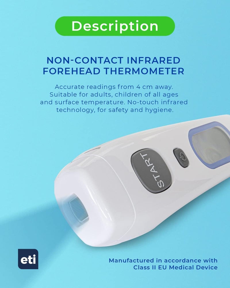 ETI No Touch Infrared Forehead Thermometer NonContact Digital Thermometer Suitable for Baby and Adult Instant Temperature Checker Body Mode Thermometer White - Image 3