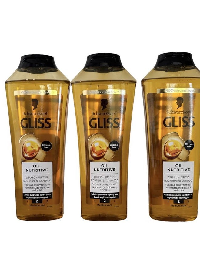 Gliss Hair Repair Shampoo, Oil Nutritive for Longer Hair Prone to Split Ends, 13.6 Ounces (Pack of 3) - Image 3