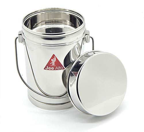 JEE ALTO Stainless Steel 2 in 1 Multipurpose Milk Can/Chutney n Sambhar Barni With Steel Inner Separator Medium (Cup : 300 ml + Dabba: 1550 ml) - Image 1