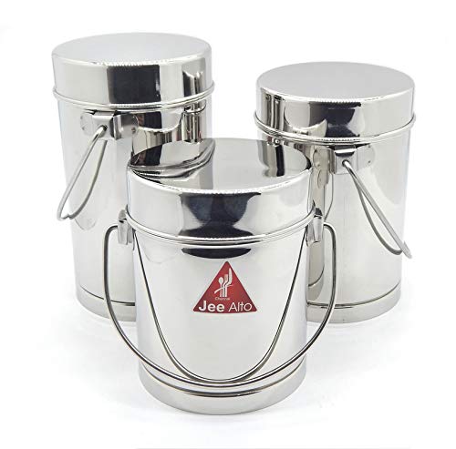 JEE ALTO Stainless Steel 2 in 1 Multipurpose Milk Can/Chutney n Sambhar Barni With Steel Inner Separator Medium (Cup : 300 ml + Dabba: 1550 ml) - Image 4