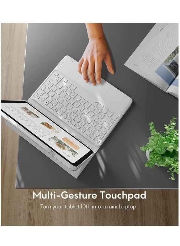 Two-language keyboard, 3-color backlight, multi-touch trackpad, flip stand case with pen holder, for iPad 10th generation 10.9-inch keyboard case, 2 Bluetooth channels, for iPad 10th generation 2022  - Image 3