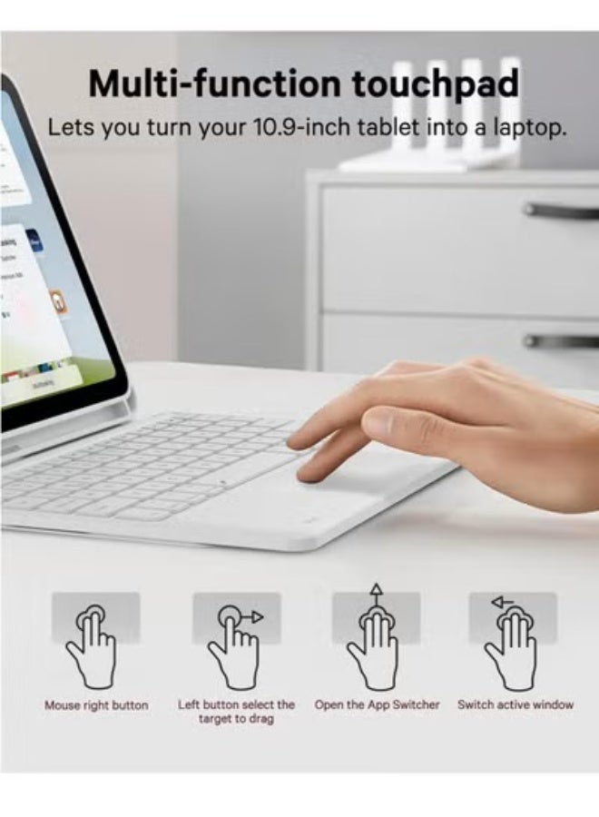 Two-language keyboard, 3-color backlight, multi-touch trackpad, flip stand case with pen holder, for iPad 10th generation 10.9-inch keyboard , 2 Bluetooth channels, for iPad 10th generation - Image 3