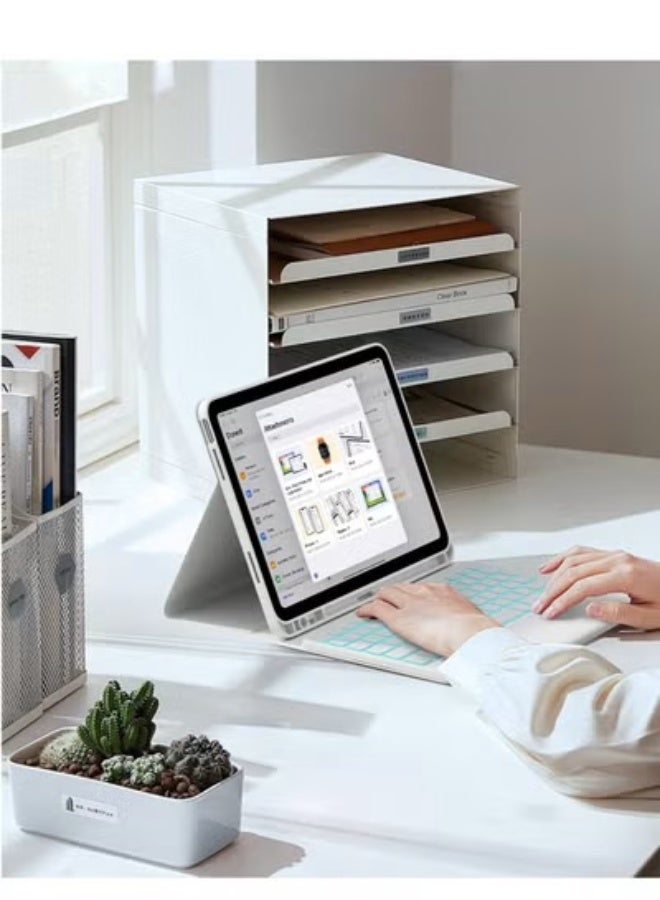 Two-language keyboard, 3-color backlight, multi-touch trackpad, flip stand case with pen holder, for iPad 10th generation 10.9-inch keyboard , 2 Bluetooth channels, for iPad 10th generation - Image 5