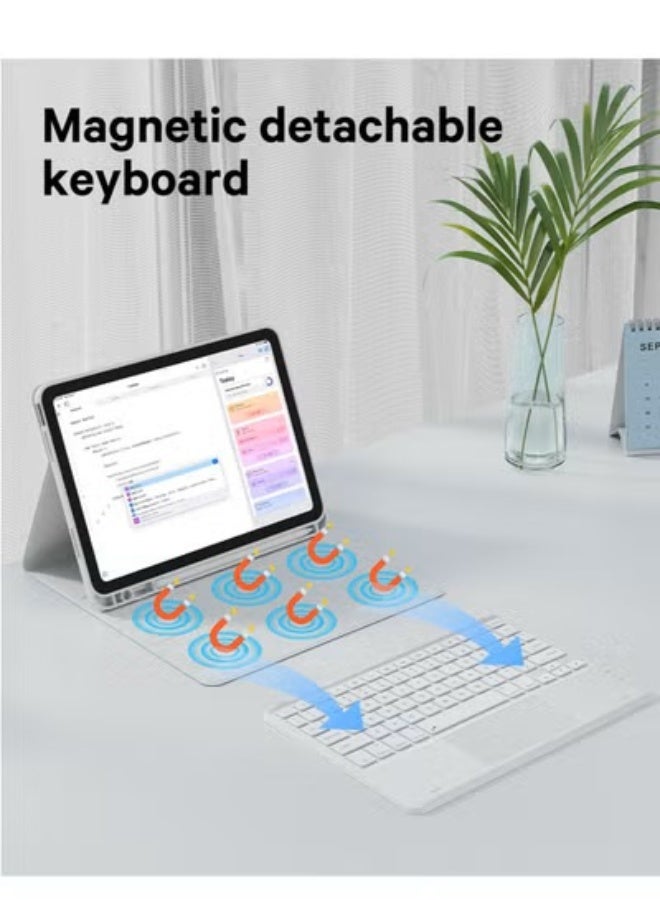 Two-language keyboard, 3-color backlight, multi-touch trackpad, flip stand case with pen holder, for iPad 10th generation 10.9-inch keyboard , 2 Bluetooth channels, for iPad 10th generation - Image 2