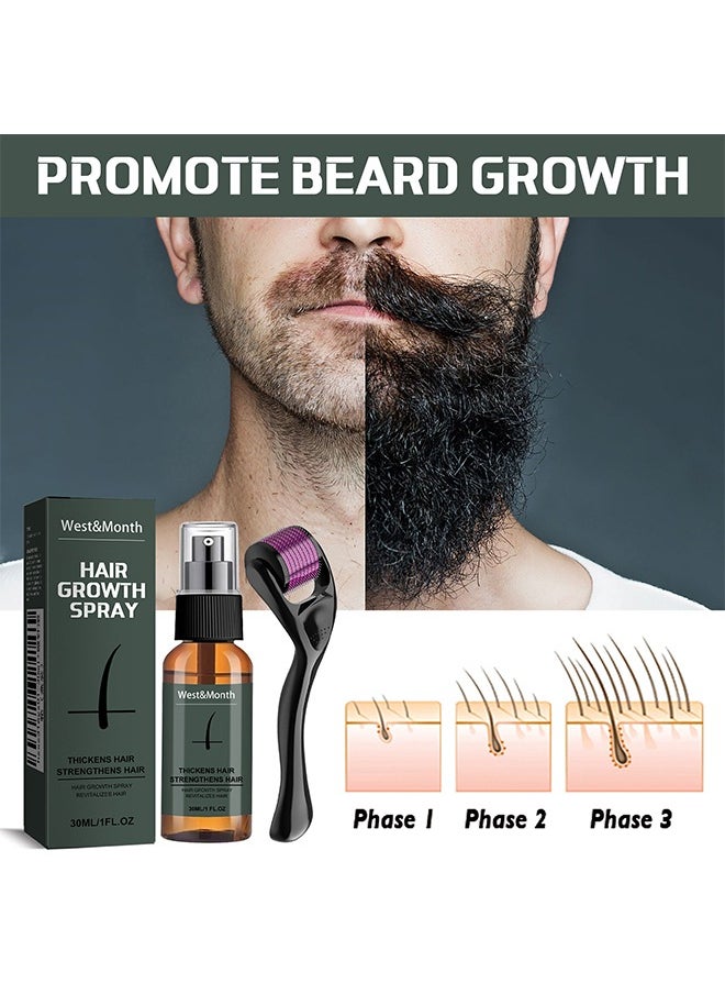 West&Month Beard Growth And Hair Regrowth Spray 30 ML With MicroNeedle Roller  - Image 3