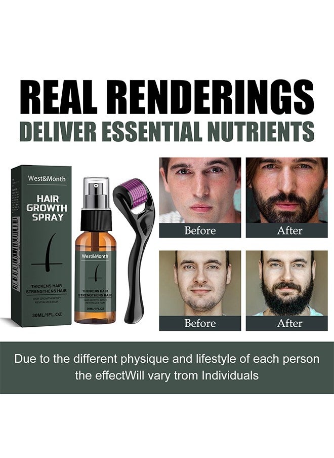 West&Month Beard Growth And Hair Regrowth Spray 30 ML With MicroNeedle Roller  - Image 5