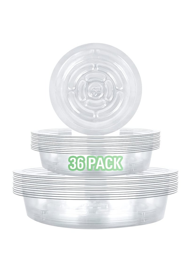 Excefore Transparent Clear Plant Saucers,15cm 20cm 24cm PVC Plastic Flower Pot Drip Trays Garden Saucers Plant Pot ,Excellent for Indoor & Outdoor Plants 36Pcs  - Image 1