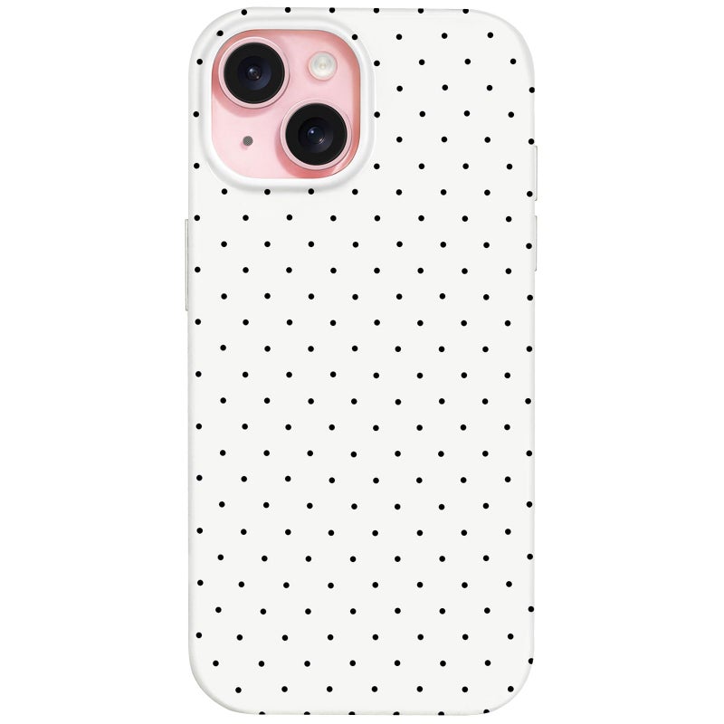 Hython for iPhone 15 Case Cute Polka Dot Aesthetic Design Simple Cover 6.1", Thin Slim Anti-Scratch Soft TPU Bumper Shockproof Rubber Protective Phone Cases for Women Girls Girly Boys, White - Image 1