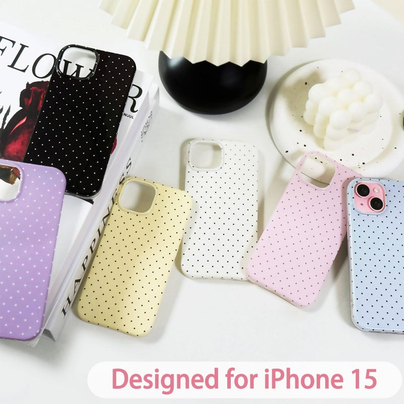 Hython for iPhone 15 Case Cute Polka Dot Aesthetic Design Simple Cover 6.1", Thin Slim Anti-Scratch Soft TPU Bumper Shockproof Rubber Protective Phone Cases for Women Girls Girly Boys, White - Image 5