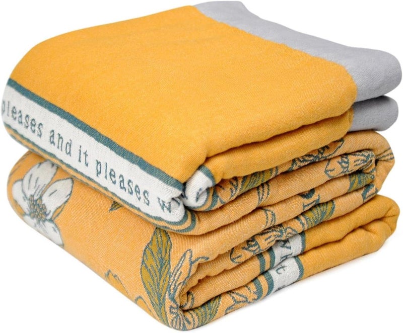 LUTBM Boho Throw Blanket for Bed 100% Cotton Ultra Soft Rustic Quilt Fall Blanket Floral Printed Farmhouse Decor Bed Blankets,80"×90" All Season Rustic Throw for Sofa Couch Chair - Image 1