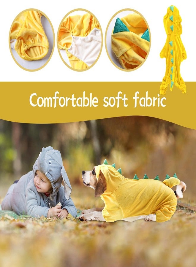 Hotumn Dinosaur Dog Halloween Costume Pet Dino Hoodie for Small Dogs (Medium, Yellow) - Image 3