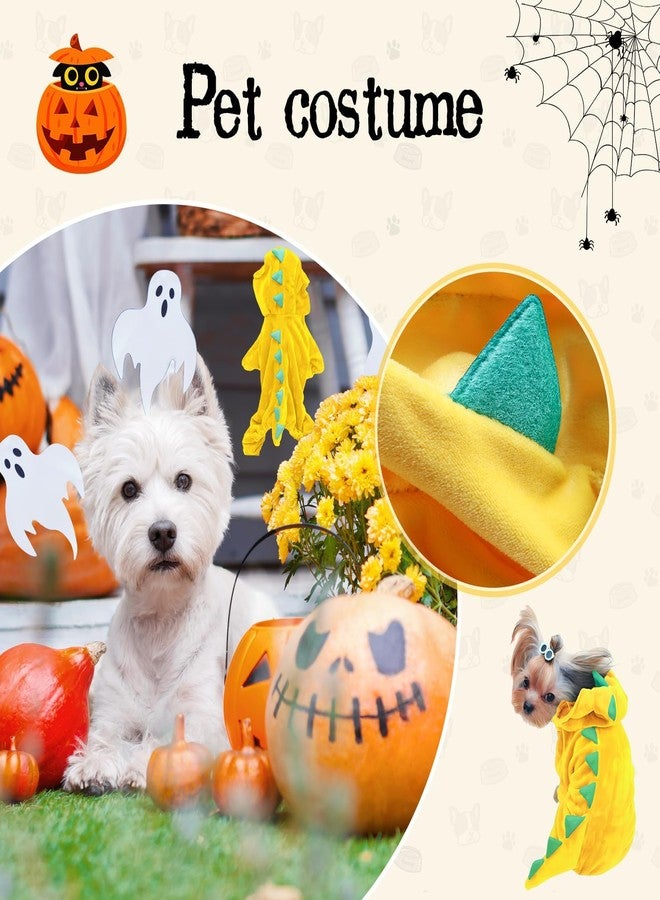 Hotumn Dinosaur Dog Halloween Costume Pet Dino Hoodie for Small Dogs (Medium, Yellow) - Image 5