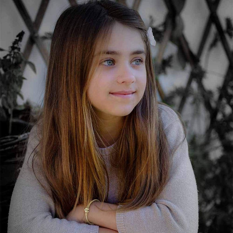 سوار من الفولاذ المقاوم للصدأ مطلي بالذهب مع تعليقة على شكل حرف على شكل قلب، هدية مجوهرات قابلة للتعديل لعيد ميلاد الفتيات، الابنة، الأخت (F) - Image 3