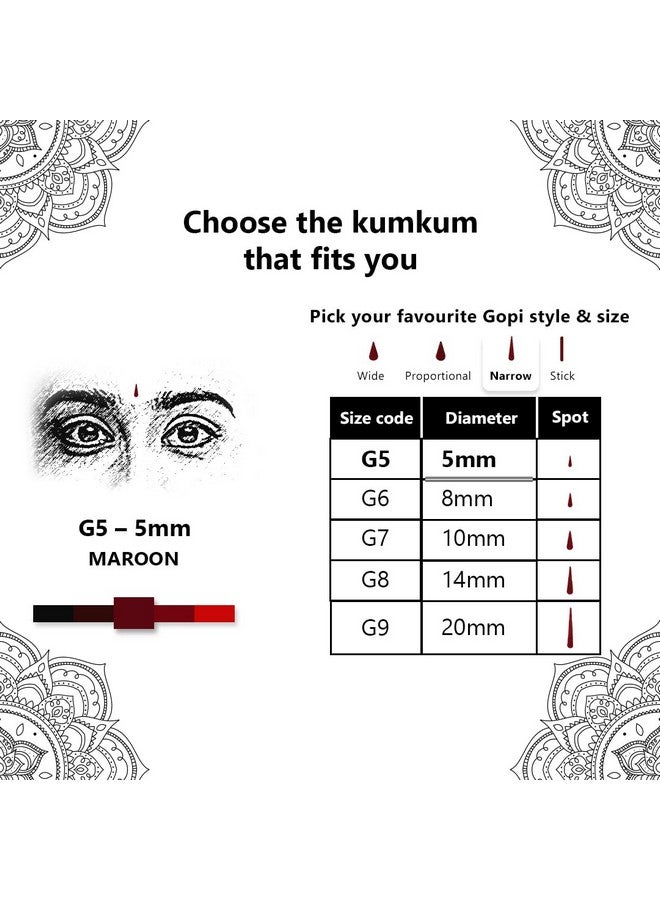Eyetex Pallavi Sticker Bindi/Pottu|Gopi/Tilak|Aloe Vera & Papaya Extracts|Breathable Non-Irritating Velvet Fabric|G5|Maroon|20 Flaps - Image 4