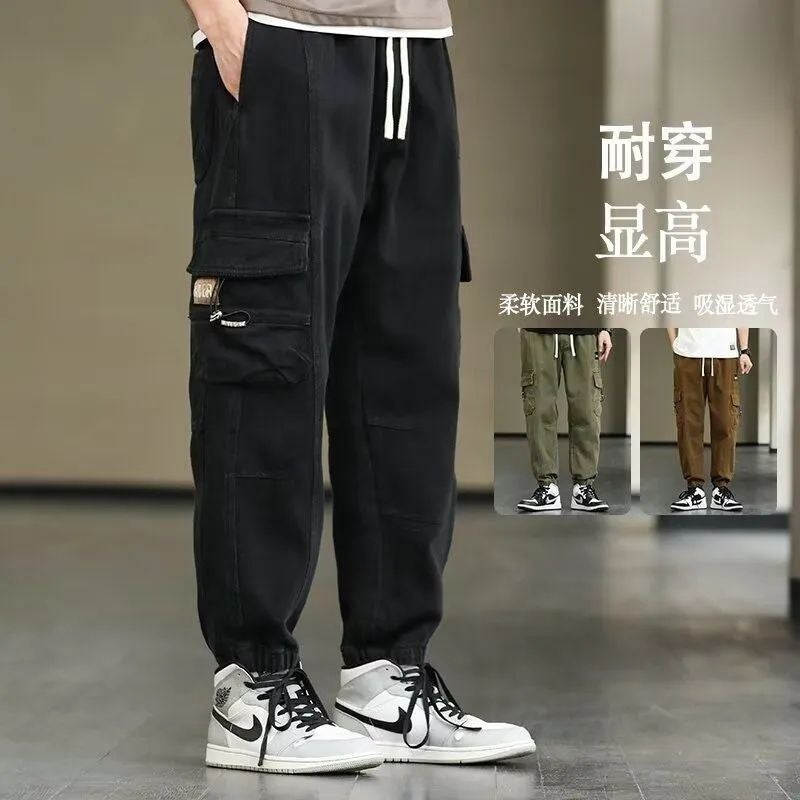 Overalls Men'S Spring & Fall Loose Large Size Youth Student Leggings Pants Boys Casual Pants - Image 4
