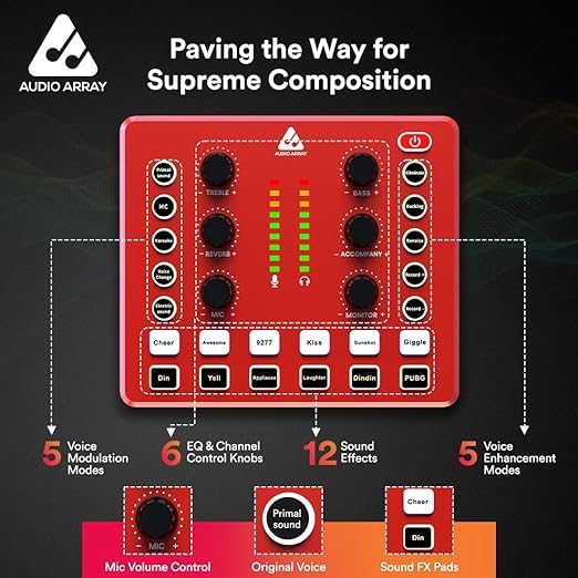 Audio Array All in 1 Pro Bundle | Condenser Mic with USB Bluetooth Soundcard Mixer | Complete Setup for Streaming, Podcasting, Gaming, Singing & Home Studio Recording - GB-02 - Image 4
