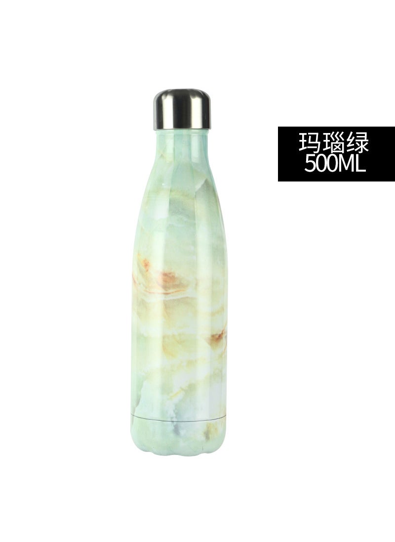 Generic - Marble Finish Sports Water Bottle 304 Stainless Steel Thermal Flask Agate Green - Image 1