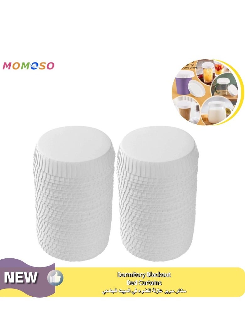 MOMOSO 100 Pcs Disposable Paper Cup Covers, Coffee Tea Covers Recycled Drinking Lids Perfect for Travel Hotel Bar Parties Wedding Home Kitchen 7.5 X 7.5cm/2.95inchx2.95inch - Image 1