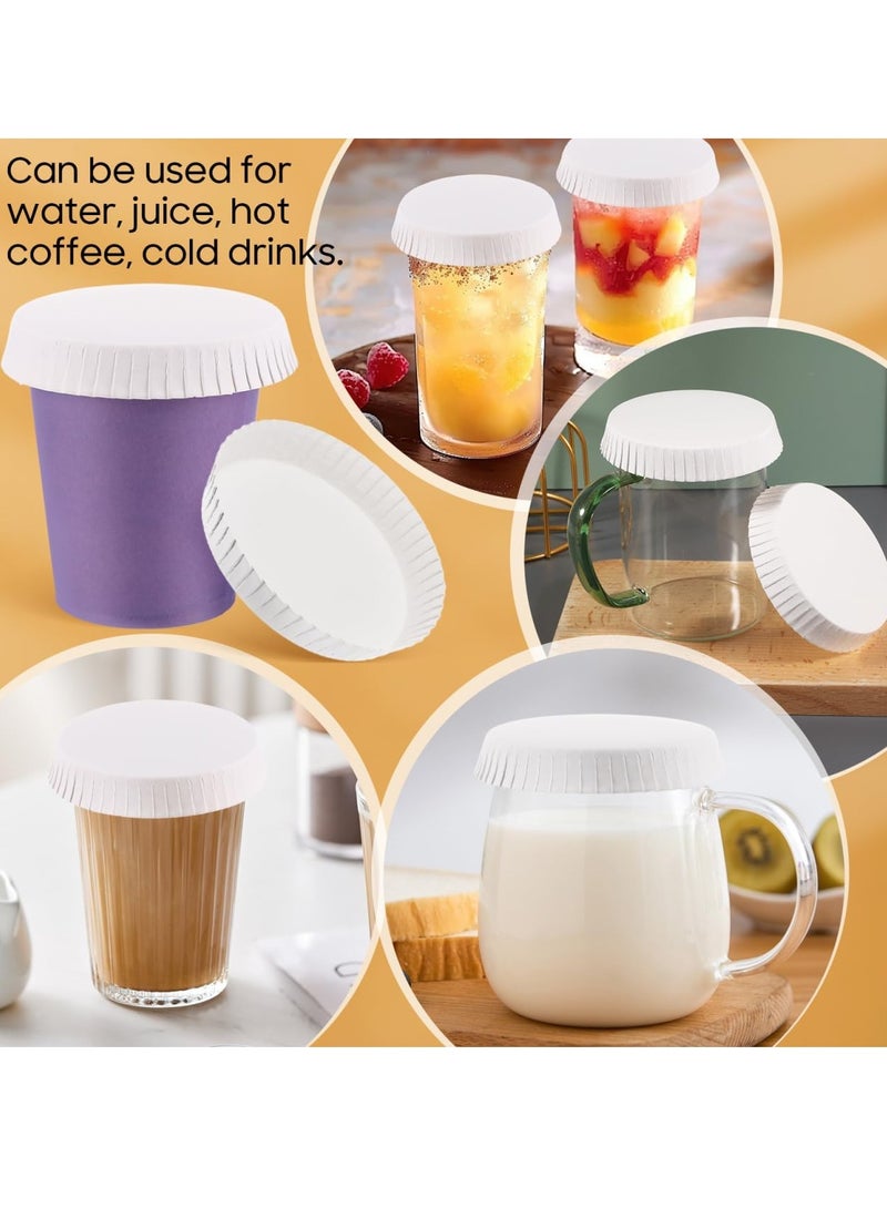 MOMOSO 100 Pcs Disposable Paper Cup Covers, Coffee Tea Covers Recycled Drinking Lids Perfect for Travel Hotel Bar Parties Wedding Home Kitchen 7.5 X 7.5cm/2.95inchx2.95inch - Image 5