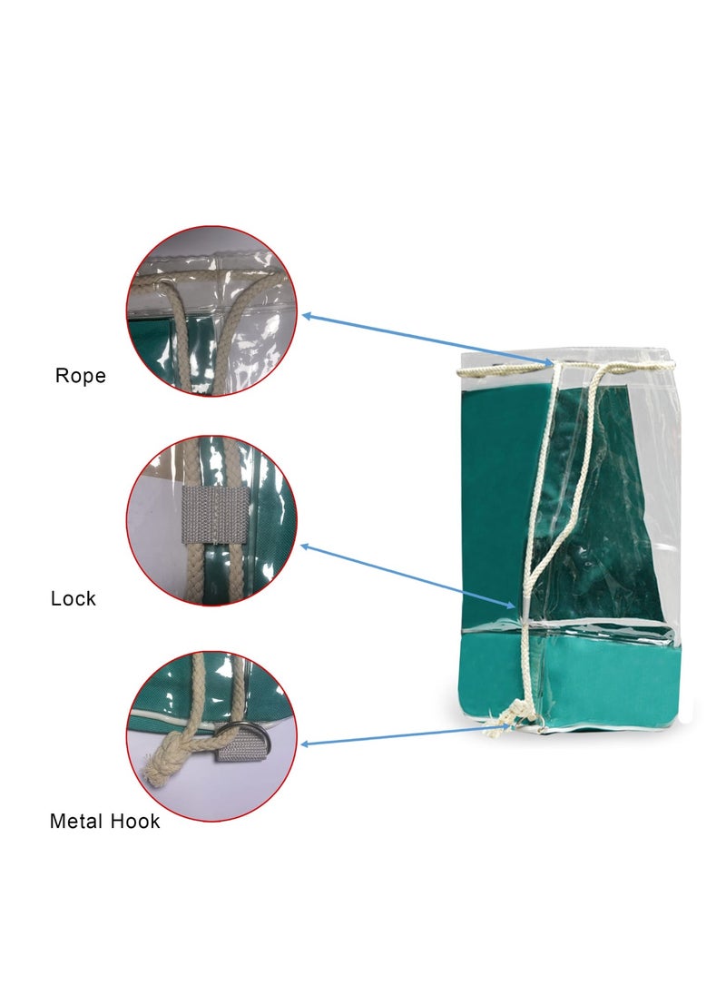 Vitacelli - Beach Tote Bag, Transparent PVC Handbag, Gym Organizer Bag, Large Capacity Waterproof Swimming Beach Bag, Summer Stylish Clear Bag with Zipper Green - Image 1