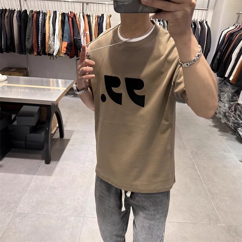 2024 Summer Short-Sleeved T-Shirt Men'S Trendy Letter Printed Slim-Fit All-Match Half-Sleeved Large Size Trendy Top - Image 2