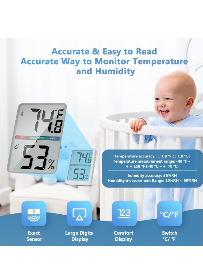 Generic Digital Thermometer Hygrometer, LCD Screen Room Thermometer, Thermometer Hygrometer Indoor with High Accuracy, Suitable for Greenhouse, Home and Office Measuring Devices  - Image 2
