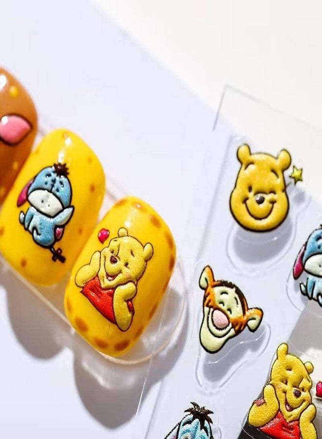 Dedyel Cute Nail Stickers 5D Embossed Cartoon Bear Nail Stickers Kawaii Animal Self-Adhesive Nail Decals for Women Girls Kids Nail Art Decoration - Image 3