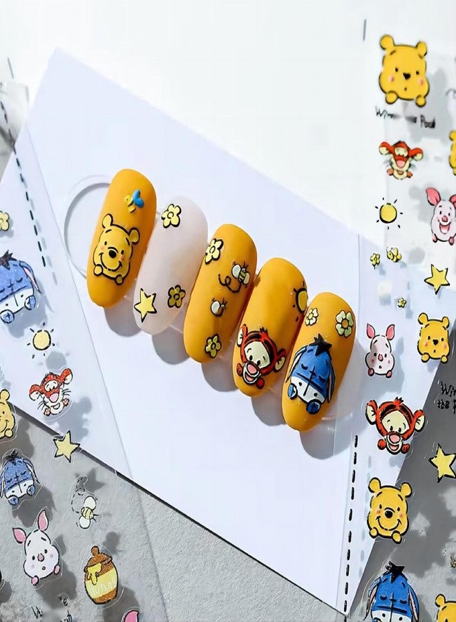Dedyel Cute Nail Stickers 5D Embossed Cartoon Bear Nail Stickers Kawaii Animal Self-Adhesive Nail Decals for Women Girls Kids Nail Art Decoration - Image 1