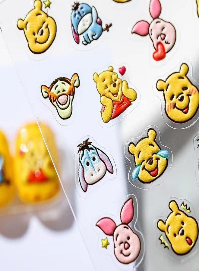 Dedyel Cute Nail Stickers 5D Embossed Cartoon Bear Nail Stickers Kawaii Animal Self-Adhesive Nail Decals for Women Girls Kids Nail Art Decoration - Image 5