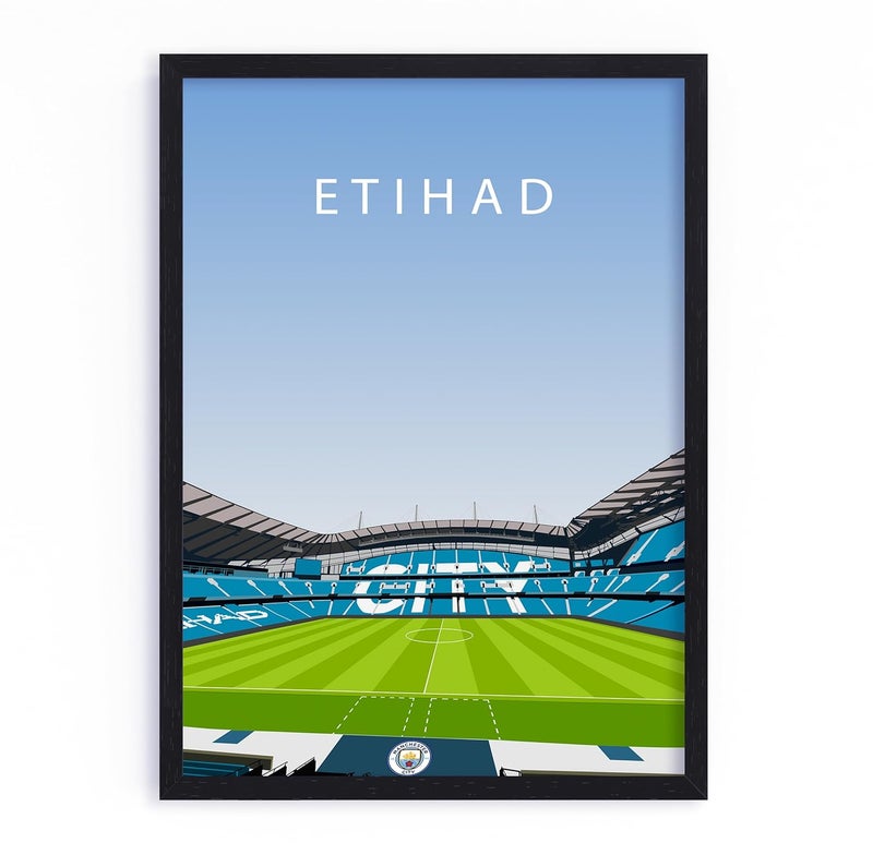 QUOTE - UNQUOTE ART QUOTE UNQUOTE ART Etihad Stadium Poster 13x17 inches Black Frame - Image 1