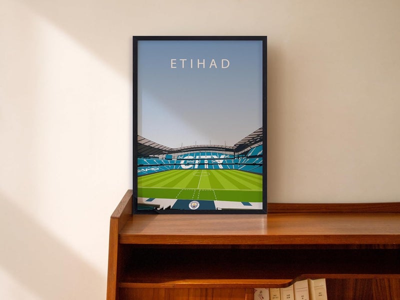 QUOTE - UNQUOTE ART QUOTE UNQUOTE ART Etihad Stadium Poster 13x17 inches Black Frame - Image 2