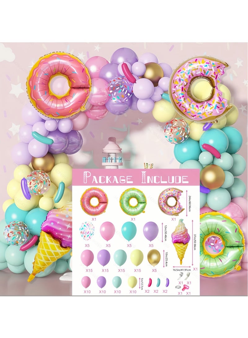 139Pcs Donuts Themed Latex Decorative Balloon Arch Garland Set - Perfect for Graduation Baby Shower Wedding Birthday Bachelorette Party Backdrop Decoration - Suitable for Indoor and Outdoor(Includes Balloon Pump) - Image 2