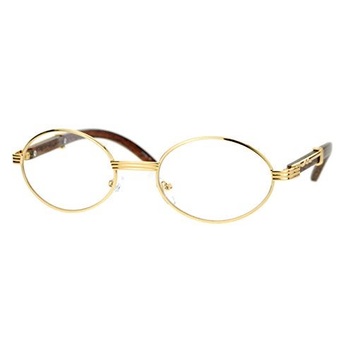 SA106 Art Nouveau Vintage Style Oval Metal Frame Eye Glasses Yellow Gold - Image 2