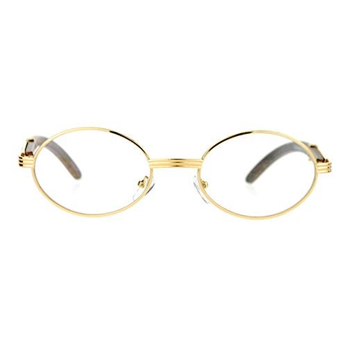 SA106 Art Nouveau Vintage Style Oval Metal Frame Eye Glasses Yellow Gold - Image 3