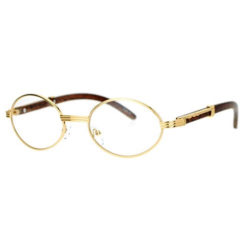 SA106 Art Nouveau Vintage Style Oval Metal Frame Eye Glasses Yellow Gold - Image 1
