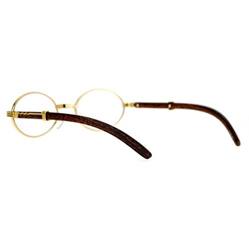 SA106 Art Nouveau Vintage Style Oval Metal Frame Eye Glasses Yellow Gold - Image 5