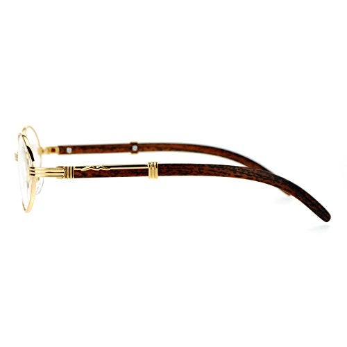 SA106 Art Nouveau Vintage Style Oval Metal Frame Eye Glasses Yellow Gold - Image 4
