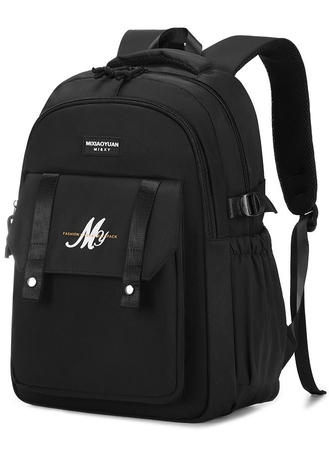 8607 Cute Casual Female Fashion Nylon Travel Waterproof School Backpack Bag Black - Image 1