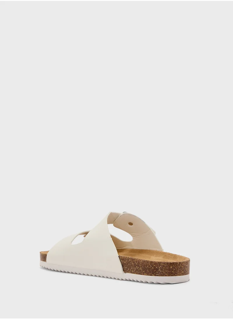 Truffle Comfy Footbed Double Strap Flat Sandal
