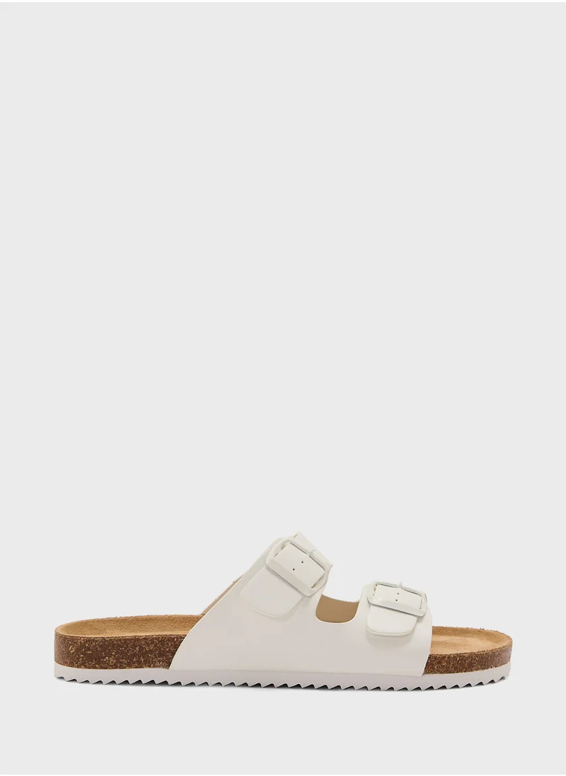 Truffle Comfy Footbed Double Strap Flat Sandal
