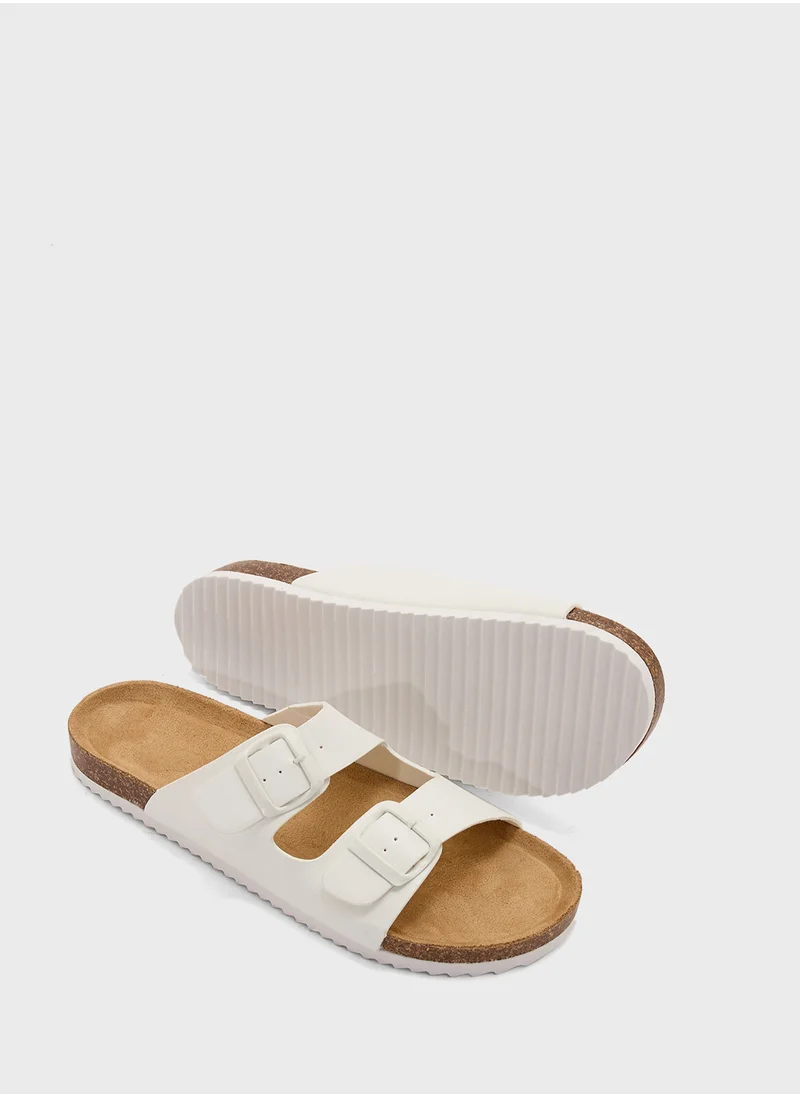 Truffle Comfy Footbed Double Strap Flat Sandal