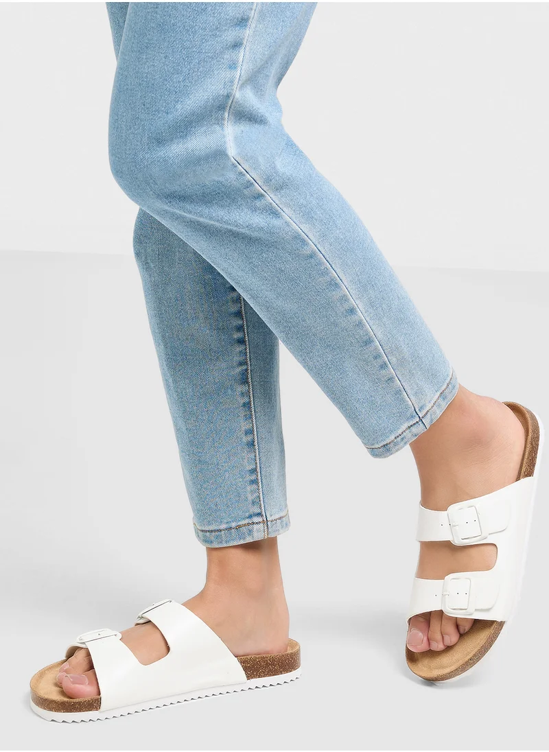 Truffle Comfy Footbed Double Strap Flat Sandal